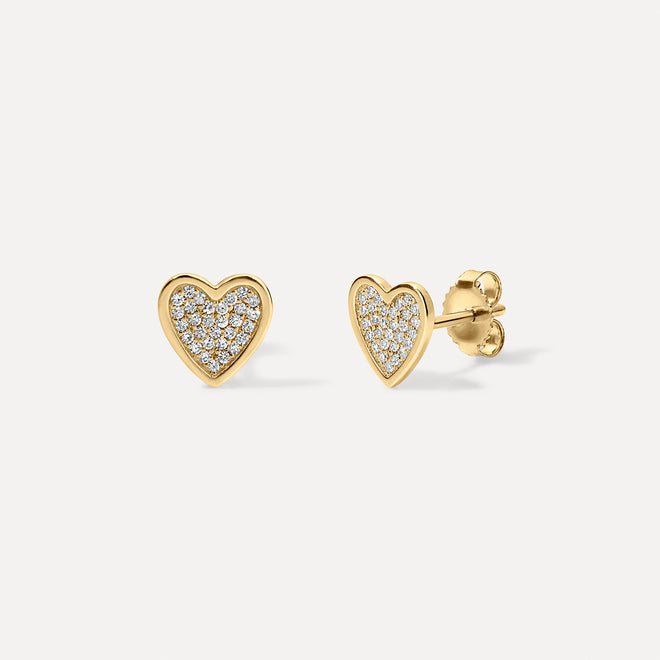 Mini Pave Heart Earrings