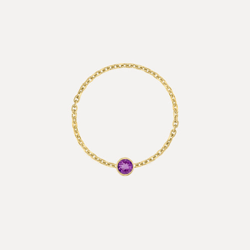 Birthstone Bezel Chain Ring