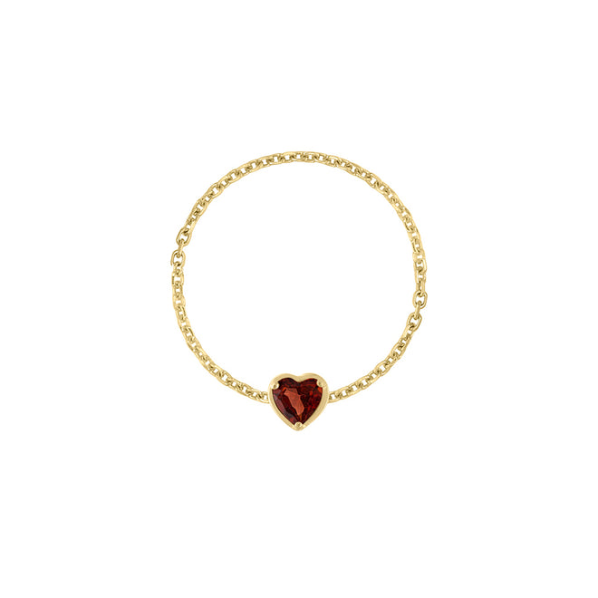 Birthstone Heart Chain Ring