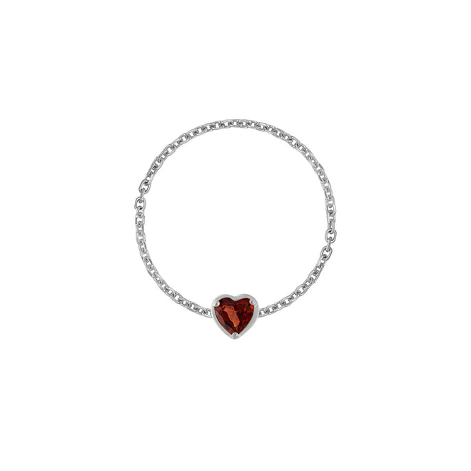 Birthstone Heart Chain Ring