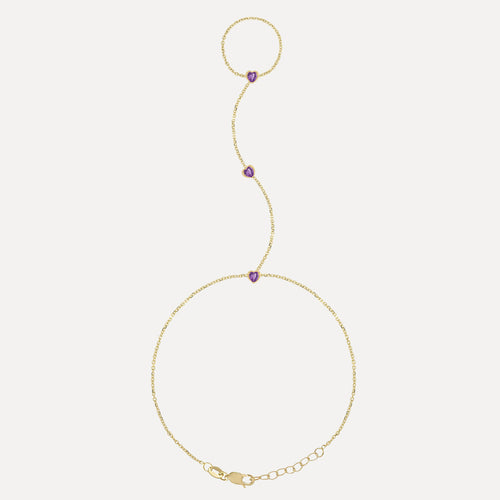 Birthstone Hearts Hand Chain Bracelet