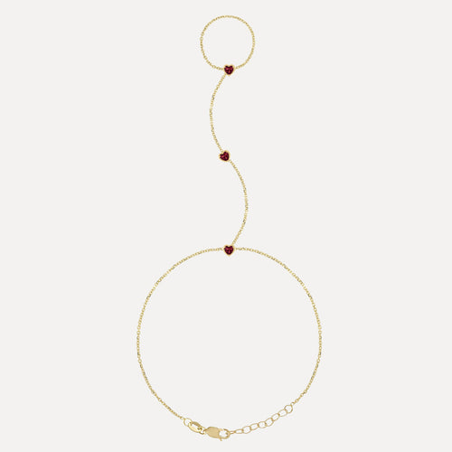 Birthstone Hearts Hand Chain Bracelet