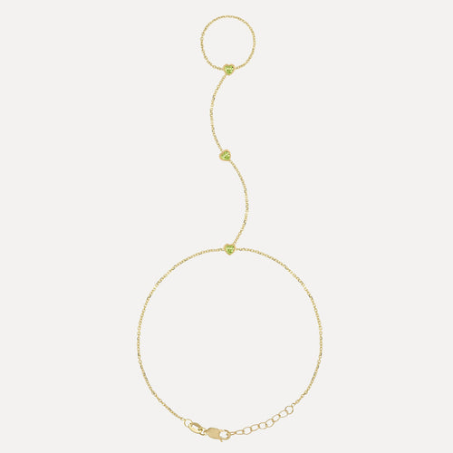 Birthstone Hearts Hand Chain Bracelet