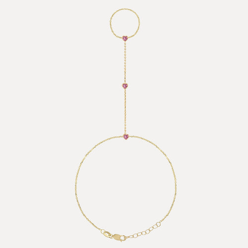Birthstone Hearts Hand Chain Bracelet