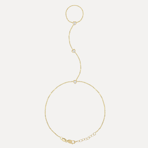 Birthstone Hearts Hand Chain Bracelet