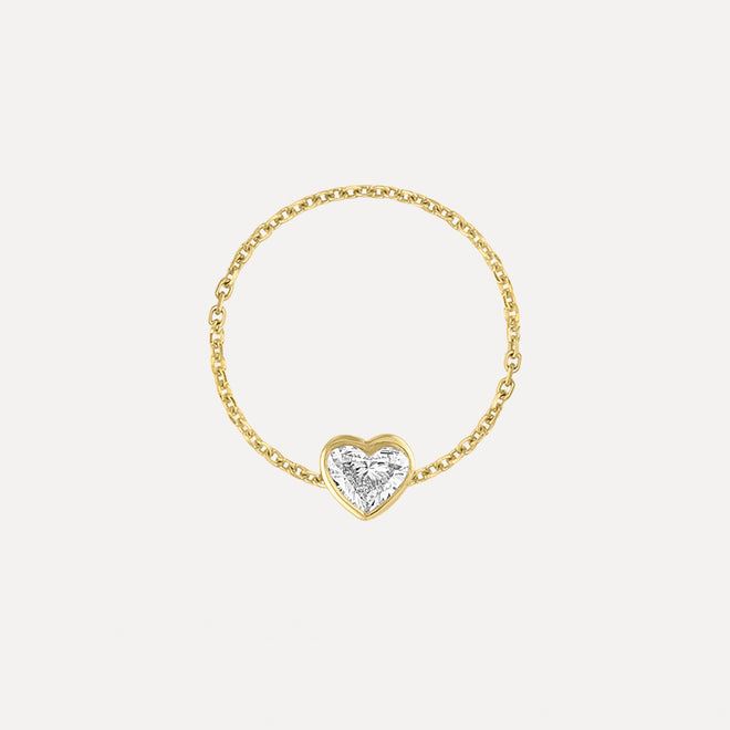 Mini Diamond Heart Chain Ring