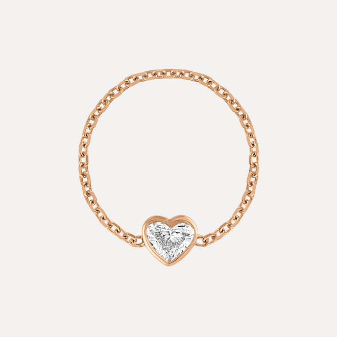 Mini Diamond Heart Chain Ring