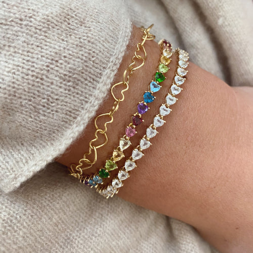 Rainbow Heart Shaped Tennis Bracelet
