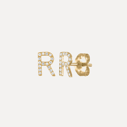 Mini Pave Letter Stud Earrings
