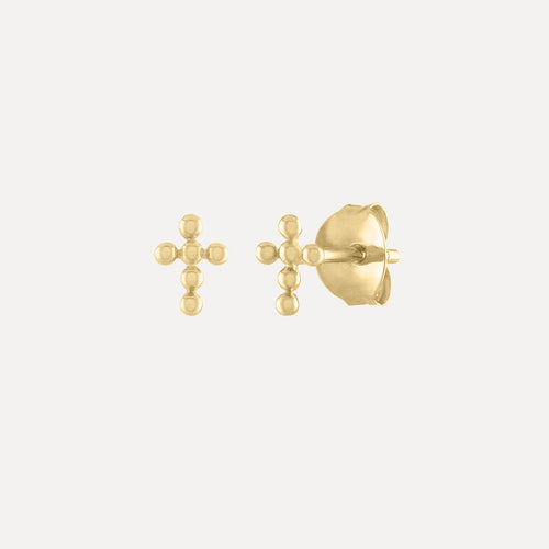 Mini Beaded Cross Stud Earrings