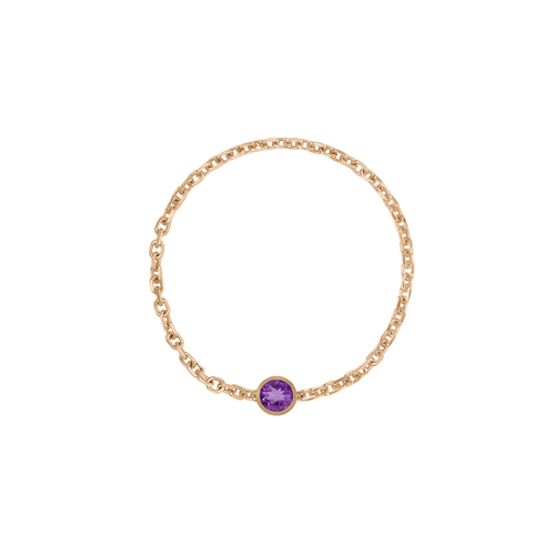 Birthstone Bezel Chain Ring - Kelly Bello Design