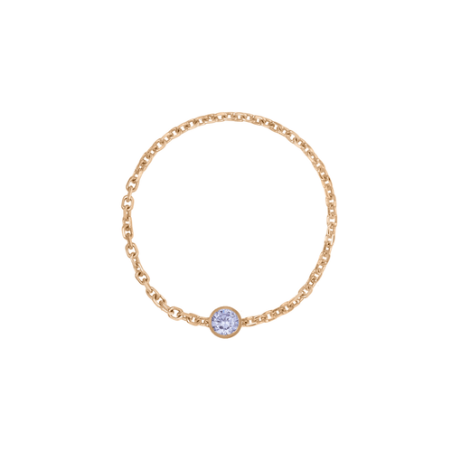 Birthstone Bezel Chain Ring - Kelly Bello Design