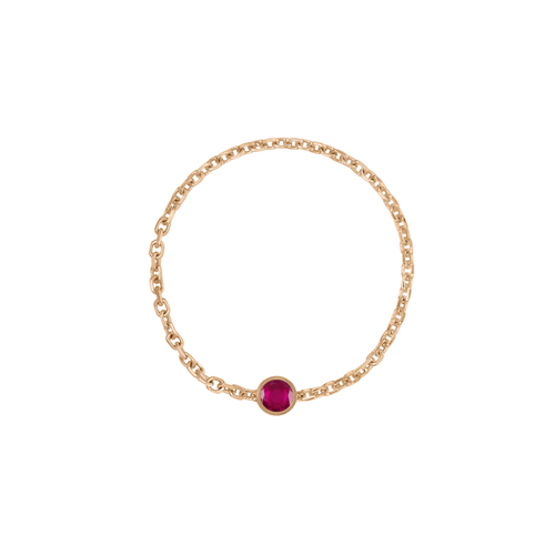 Birthstone Bezel Chain Ring - Kelly Bello Design