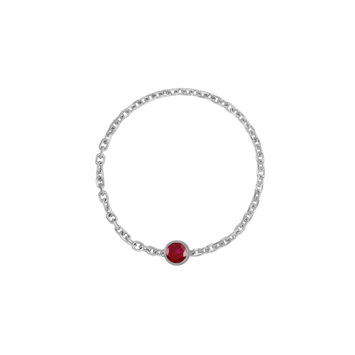 Birthstone Bezel Chain Ring - Kelly Bello Design