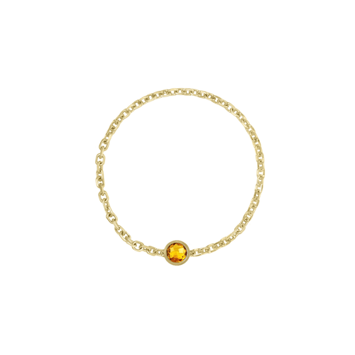 Birthstone Bezel Chain Ring - Kelly Bello Design