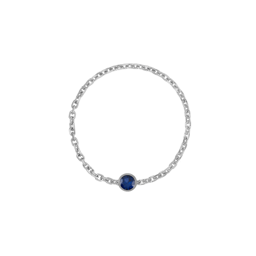 Birthstone Bezel Chain Ring - Kelly Bello Design