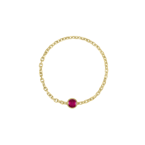 Birthstone Bezel Chain Ring - Kelly Bello Design