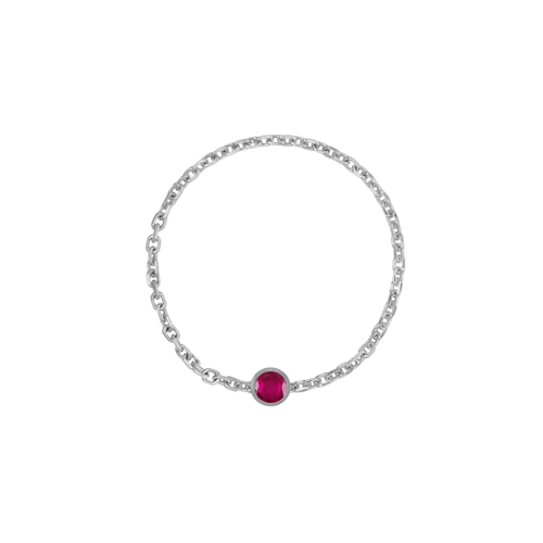 Birthstone Bezel Chain Ring - Kelly Bello Design