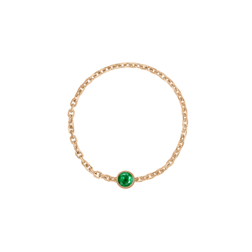 Birthstone Bezel Chain Ring - Kelly Bello Design