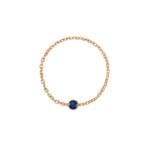 Birthstone Bezel Chain Ring - Kelly Bello Design