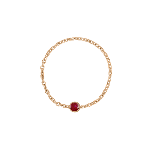 Birthstone Bezel Chain Ring - Kelly Bello Design