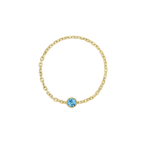 Birthstone Bezel Chain Ring - Kelly Bello Design