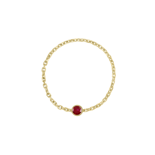 Birthstone Bezel Chain Ring - Kelly Bello Design