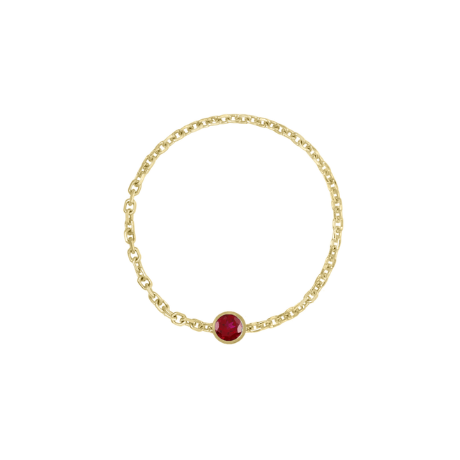 Birthstone Bezel Chain Ring - Kelly Bello Design