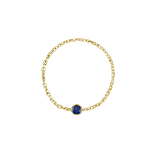 Birthstone Bezel Chain Ring - Kelly Bello Design