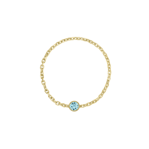 Birthstone Bezel Chain Ring - Kelly Bello Design