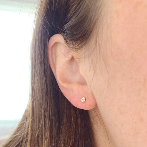 Diamond Trio & Ball Piercing Earring - Kelly Bello Design