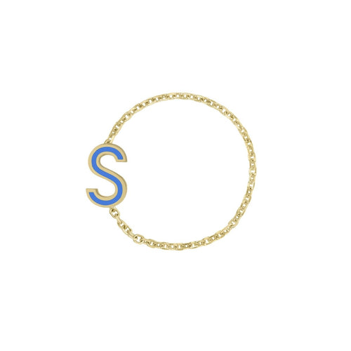 Enamel Letter Chain Ring - Kelly Bello Design