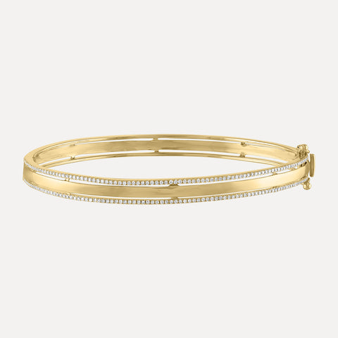 Pave Diamond Border Bangle Bracelet