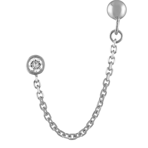 Mini Diamond & Ball Chain Earring - Kelly Bello Design