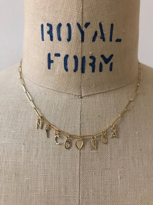 Mini Long Link Necklace with Charms - Kelly Bello Design