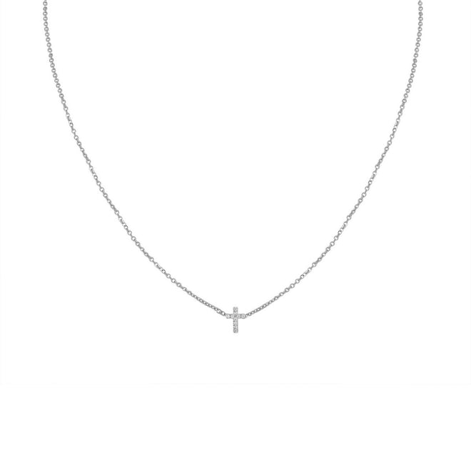 Mini Pave Cross Necklace - Kelly Bello Design