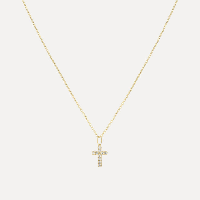 Mini Pave Cross Necklace