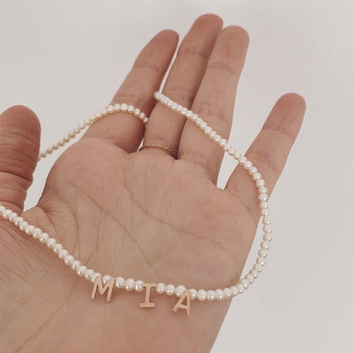 Pearl & Letter Necklace - Kelly Bello Design