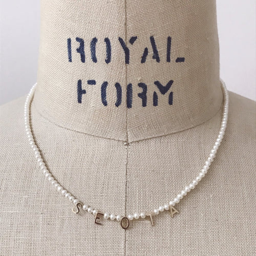 Pearl & Letter Necklace - Kelly Bello Design
