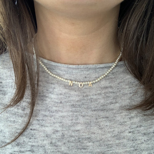 Pearl & Letter Necklace - Kelly Bello Design