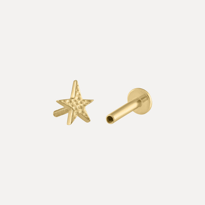 Hammered Mini Star Piercing Earring