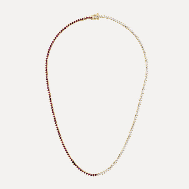 Diamond & Gemstone Tennis Necklace