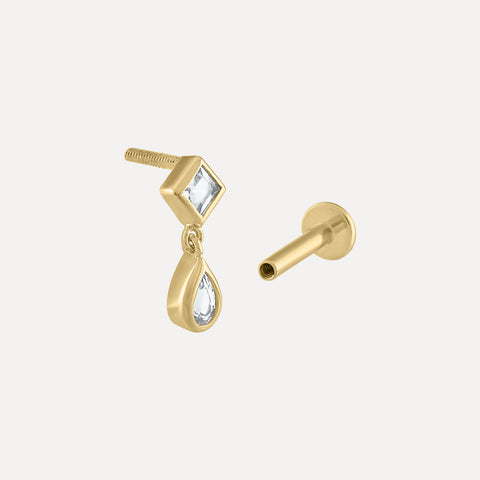Double Diamond Chain Earring Charm