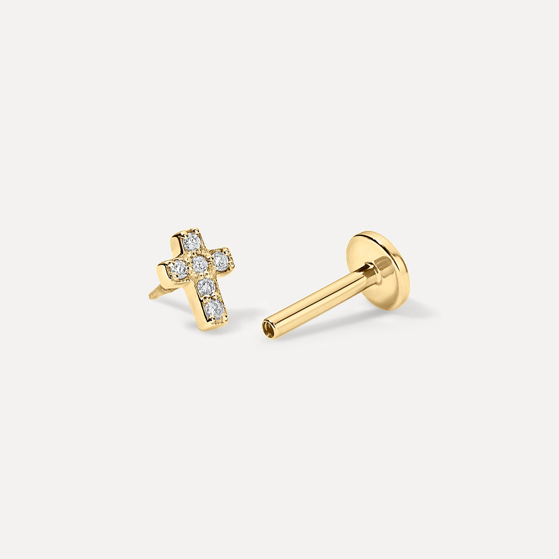 Diamond Cross Threaded Stud | Kelly Bello Design®
