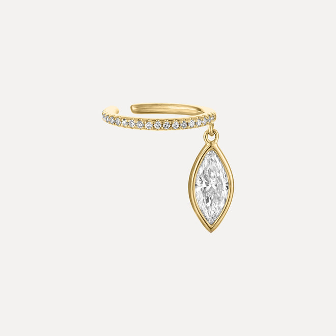 Ear Cuff with Dangling Marquise-Shaped Diamond 0.50ct