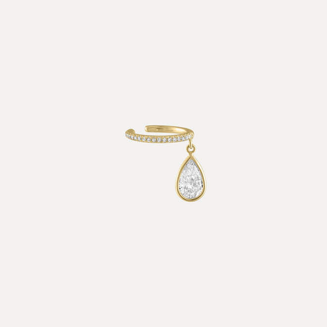 Ear Cuff with Dangling Pear-Shaped Diamond 0.50ct