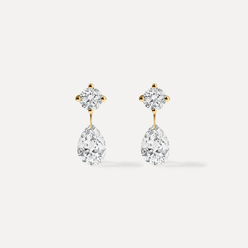 Floating Pear Diamond Drop Earrings
