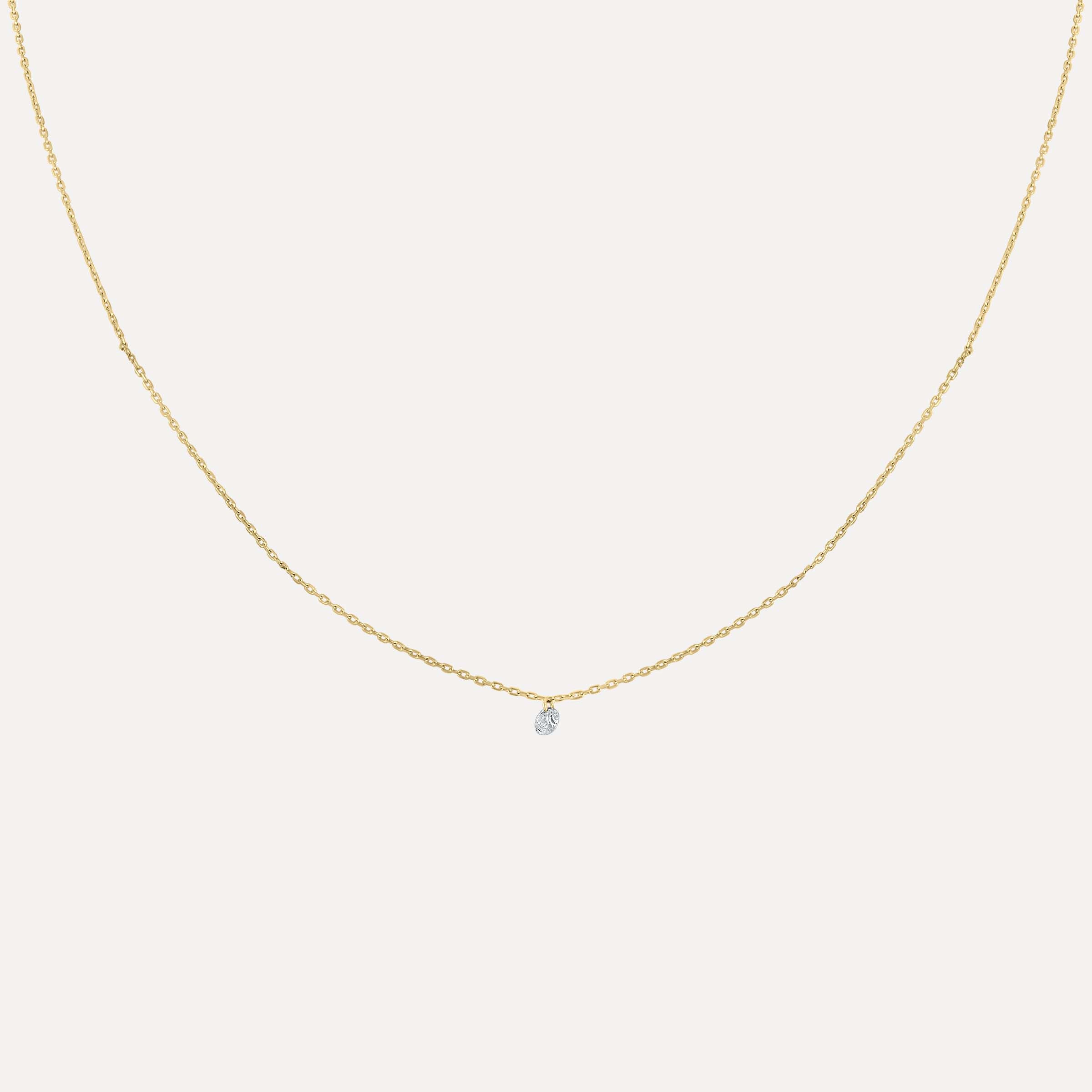 Floating Solitaire Diamond Necklace | Kelly Bello Design®