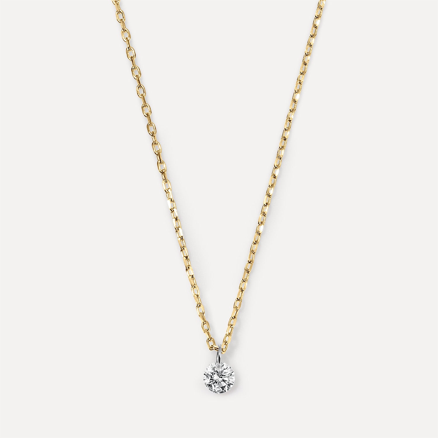 Floating Solitaire Diamond Necklace | Kelly Bello Design®