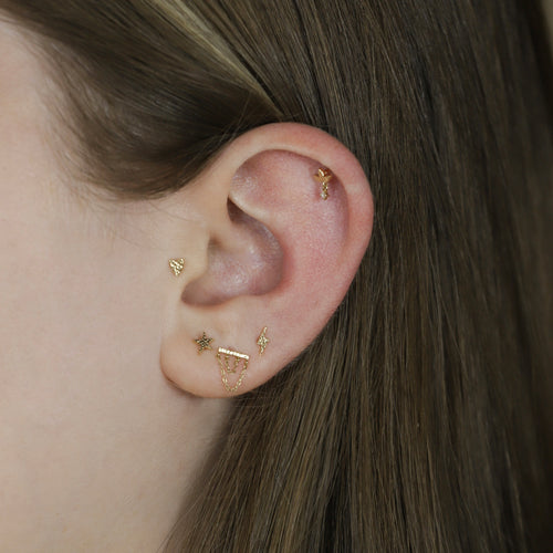Hammered Leaf Piercing Earring